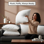 Throw Pillow Inserts, Set of 4 Lightweight Down Alternative Polyester Pillow, Couch Cushion, Sham Stuffer, Machine Washable. (White, 18x18)