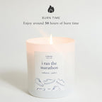 Literie NYC Inspired Scented Candle: I Ran The Marathon - Oakmoss & Amber Scent, 9oz, 50 Hour Burn, Vegan Soy & Coconut Blend Candle for Home Decor, Gift for Women & Men