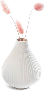 Chive ‘Frost’ Ceramic Flower Vase — Set of 6 Beautiful Small Bud Vases for Flowers & House Plants — Perfect Shelf Centerpieces and Living Room Decor — White