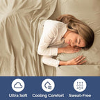 Cal King Size 4 Piece Sheet Set - Comfy Breathable & Cooling Bed Sheets Set - Hotel Luxury Bedding for Women, Men, Kids, Teens, Boys & Girls - Deep Pockets, Ultra-Soft, Wrinkle Free - Oeko-Tex - Beige