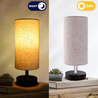 Bedside Table Lamps, Table Lamp for Bedroom, Lamps for Night Stands with Linen Lampshades, Small Table Lamp for Living Room, Office (Bulb Excluded) (Black)