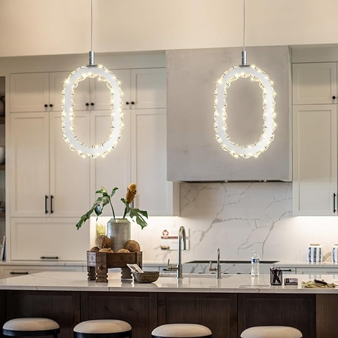 Chrome 1 Ring Pendant Lights Kitchen Island Single Head Crystal Chandeliers Foyer Entrance Modern LED Dimmable Chandeliers