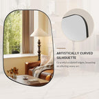 ANDY STAR 24"x36" Black Bathroom Mirror, Irregular Wall Mirror in Stainless Steel Metal Frame, Modern Matte Black Finish with Curved Edge Design, Wall-Mount Vertically or Horizontally