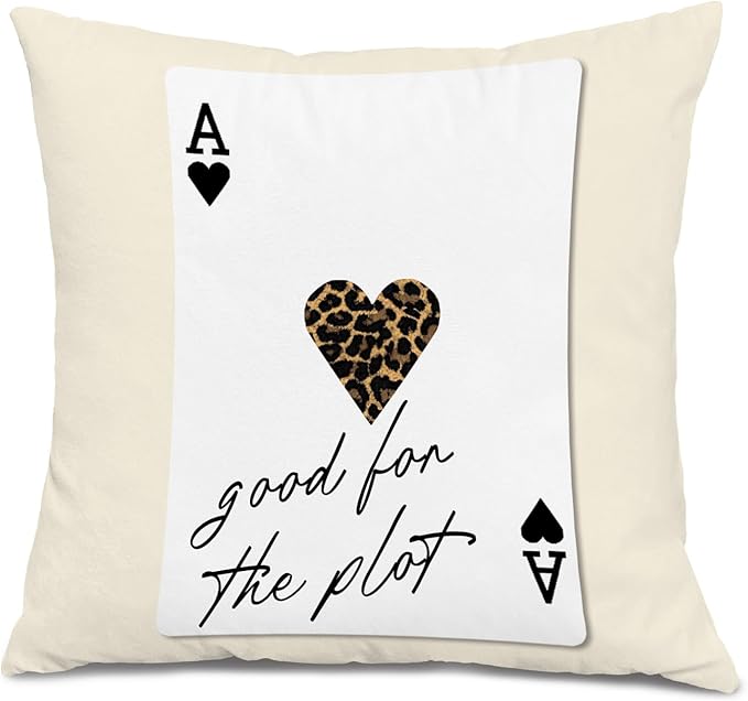 Trendy Retro Leopard Lucky Girl 8 Ball Throw Pillow Covers 18x18, Cheetah Print Room Decor, Funky Y2K Leopard Print Ace Poker Decorative Pillow Covers for Girls Room Dorm Apartment