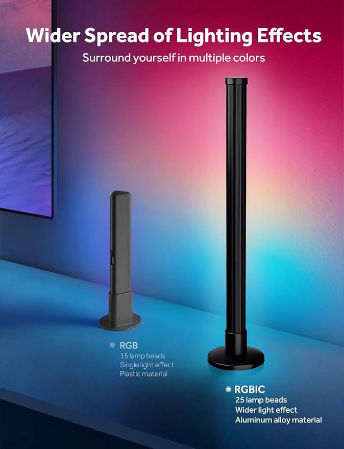 Smart LED Light Bars, RGB+IC Light Bar for Room, 16 Million Colors & 213 Preset Modes, Music Sync Gaming Lights, App Control & Remote Control Ambient Lighting for TV Backlight, Game Room Lights Decor
