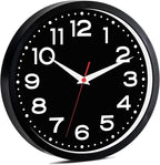 Wall Clock Silent Non-Ticking Modern Clock Battery Operated 8 Inch Small Classic Analog Decorative for Kitchen, Living Room, Office, Bedroom, Bathroom (Black Black)