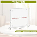 4x4 Acrylic Picture Frame 10 Pack, Clear Picture Frames Double Sided Magnetic Acrylic Frames Freestanding Photo Block Frame Desktop Display Floating Frameless Frame Stand