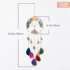 Large Rainbow 5 Agates Gemstone Dream Catcher Tree of Life Chakra Dream Catchers with Healing Crystal Handmade Muti-Colored Dreamcatcher Wall Decor for Adults Boys Girls,Bedroom,Garden,Bless Gift