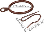 Hotop 30 Pcs Metal Drapery Curtain Rings 0.98/1.26/1.65 inch Interior Diameter and 30 Pcs Hanging Curtain Drapery Pin Hooks for Window Door Shower(32 mm,Brown)