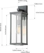 mirrea 18" Classic Outdoor Wall Sconce 1 Light in Matte Gray Rectangular Metal Frame and Clear Glass Shade Waterproof Porch Light Patio Light Pack of 2