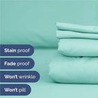 Full Sheets Set 6 Piece - Includes 4 Pillowcases - Bed Sheets Full Size - Soft Hotel Luxury Bedding - Cooling, Comfy, Cozy & Breathable - 1 Flat & 1 Fitted & 4 Pillowcases w/ Deep Pockets - Spa Blue