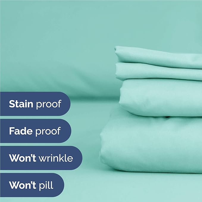 Full Sheets Set 6 Piece - Includes 4 Pillowcases - Bed Sheets Full Size - Soft Hotel Luxury Bedding - Cooling, Comfy, Cozy & Breathable - 1 Flat & 1 Fitted & 4 Pillowcases w/ Deep Pockets - Spa Blue
