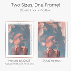 Homeforia 24x32 Rose Gold Picture Frame, High End Metal 24x32 Poster Frames with Mat 20x28 inch Photo, 24 x 32 Thin Frame Matted to 20 x 28 Print, 32x24 Large Frame, Tempered Glass, Wall Kit, Set of 1