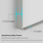 Brushed Nickel Bathroom Mirror 48x32 Inch, Brushed Silver Metal Frame Mirror Wall Mounted, Rounded Rectangle Bathroom Vanity Mirror, Tempered Glass, Anti-Rust, Horizontal/Vertical