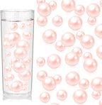 200PCS Light Pink Faux Pearls Beads for Centerpiece Vases, Vase Filler Faux Pearls, No Holes Filler Beads for Party Anniversary Birthday Wedding Table Decor, 10/14/20/30mm