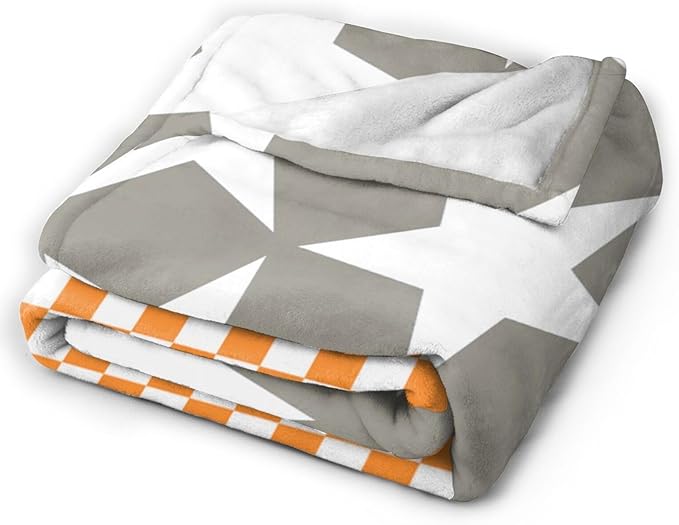 HGOD DESIGNS Tennessee Throw Blanket Ultra Soft Warm All Season Tennessee Orange Grey Star Flag Decorative Fleece Blankets for Bed Chair Car Sofa Couch Bedroom 50"X60"