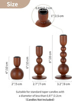 NUPTIO Candlestick Holders for Home Decor: Set of 3 Wood Taper Candle Holders for Thanksgiving Table Centerpieces - Mid Century Modern Caramel