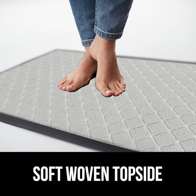 GORILLA GRIP 100% Waterproof All-Season WeatherMax Doormat US Designed Natural Rubber, Stain and Fade Resistant, Low Profile Indoor Outdoor Door Mats, Easy Clean Patio Mat, 23x35, Light Gray