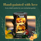 Solar Light Gnome Fairy Garden House for Outside, Big Size Fairy Miniature Buildings Accessories House Sculptures for Outdoor Garden Patio Lawn Path Decorations, 8" Tall