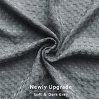 MIYE Pleated Waffle Weave Bed Skirt, Tailored Dust Ruffle 16 Inch Drop Easy Fit, Machine Washable (Dark Grey, Queen - 16" Drop)