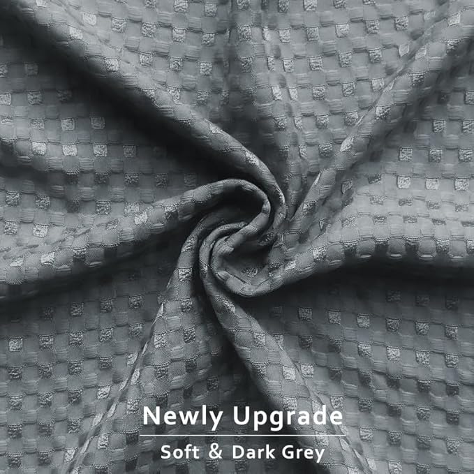 MIYE Pleated Waffle Weave Bed Skirt, Tailored Dust Ruffle 12 Inch Drop Easy Fit, Machine Washable (Dark Grey, King - 12" Drop)