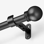 Curtain Rods for Windows 16 to 150 Inches, Curtain Rod Max Adjustable Length of 160 IN, 1" Diameter Drapery Rods Round Finials, Black, Pack of 1