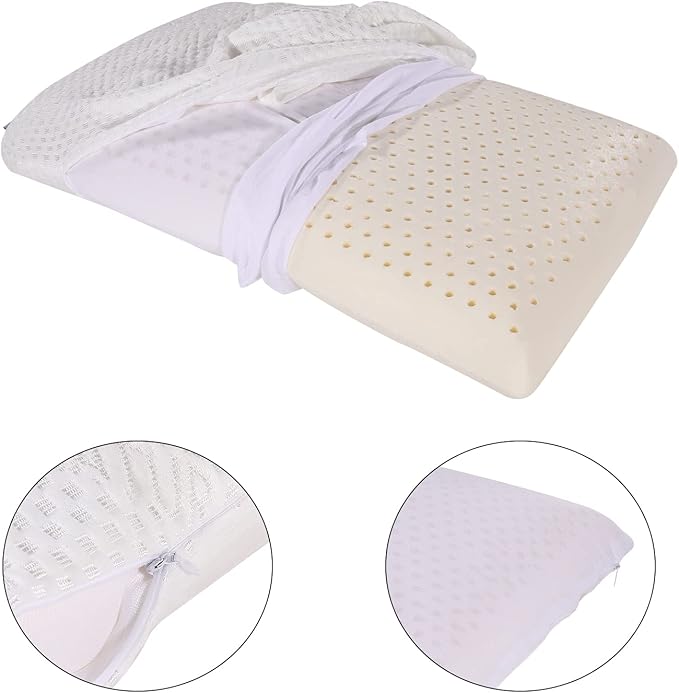 SUQ I OME Slim Sleeper- Thin Latex Foam Pillow for Bed Sleeping, Firm,Low Profile for Side, Back, and Stomach Sleepers