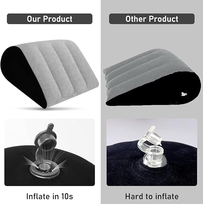 Inflatable Wedge Pillow - Leg Pillow for Sleeping, Leg Elevation Pillow, Lumbar Pillow Reduces Waist and Back Pressure, Portable Wedge Cushion for Sleeping, Bed, Travel, Camping, Grey