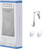 X-Large Hanging Laundry Hamper Bag, Door Hanging Hamper with Front Pocket Dirty Clothes Hanging Laundry Bag Large Size 35X22 inch Door Laundry Basket (Grey)