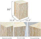 Luxury Marble Side Table,Square End Table for Modern Sofa and Bed, Living Room, Sofa, Bedroom(Travertine)