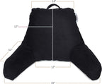 Nestl Reading Pillow Standard Bed Pillow, Back Pillow for Sitting in Bed Shredded Memory Foam Chair Pillow, Reading & Bed Rest Pillows Black Back Pillow for Bed, Bed Chair Arm Pillow with Pockets