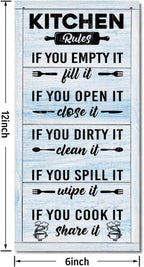 Hanging Kitchen Rules Wood Decor Sign, Rustic Kitchen Wooden Signs, Printed Wood Wall Art Sign, Kitchen Door Rules Rustic Sign, Hanging Wood Sign Kitchen Decor, Funny Farmhouse Kitchen Wall Décor D1