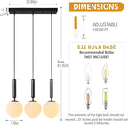 Modern Black Pendant Lights Kitchen Island Mid Century with Globe Pendant Light Milk White Glass Pendant Lighting for Living Room Bedroom Entryway (3 Lights)