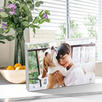 6 x 8 Acrylic Picture Frames 8 Pack, Clear Picture Frames Frameless Magnetic Photo Frames Double Sided Magnetic Photo Frame Self Standing Desktop Display Stand for Bedroom Living Room Home