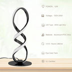 Modern Table Lamp - Stepless Dimmable LED Spiral Lamp, Black, 12W, 3200K, Warm White, Contemporary, for Bedroom, Living Room