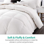 APSMILE Lightweight Down Feather Fibers King Size Duvet Insert - 100% Cotton Cover, High Fill-Power Light Bedding Comforter for Warm Weather/Hot Sleepers (106x 90 inches, Ivory White)