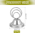 PATIKIL 12 Pack 1.57 Inch Table Number Holders, Weighted Base Place Card Holders Picture Stand Photo Sign Clips for Wedding Reception Restaurants, Silver