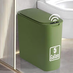 5 Gallon Motion Senor Bathroom Trash Can with Lid, Automatic Garbage Can Touchless, Smart Plastic Waste Basket for Narrow Spaces, Bathroom, Office, Bedroom, Living Room (Green)