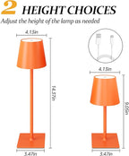 2 Pack Cordless Table Lamps, 3 Colors Stepless Dimming, 5000mAh Rechargeable Battery LED Desk Lamp for Bedroom/Couple Dinner/Desk/Cafe/Dining Room/Terrace