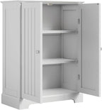 ChooChoo Bathroom Floor Cabinet, Modern Bathroom Storage Cabinet with 2 Doors and Adjustable Shelves, Freestanding Cupboard for Living Room, White