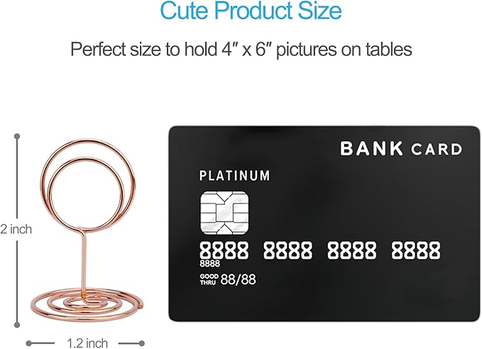 20Pcs Table Number Holders, Place Card Holder, Mini Table Card Holders, Cute Picture Holder Photo Holders for Wedding Reception Party, Table Centerpieces (Rose Gold)