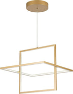 Modern LED Chandelier Led Pendant Light Square Contemporary Chandelier Hanging Light Dimmable for Living Room, Dining Room, Bedroom, Kitchen, Stydy Room 65W 3000K/4000K/6000K (Glod)