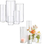 5pcs Glass Vase Cylinder Vases for Centerpieces Small Flower Glass Clear Vases Home Decor Centerpiece Table Flower Vase Decorations for Wedding Decoration＆Holiday Mixed Sizes Tall