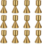 NUPTIO Gold Candlestick Holder Bulk: Set of 12 Brass Taper Candle Stick Holders - Small Aluminium Candleholder for Thanksgiving Birthday Christmas Decor