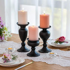 Sziqiqi Pillar Candle Holders Set of 3 Black for Table Mantle Fireplace Decor Modern Farmhouse Home Decor