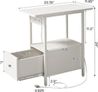 LIDYUK End Table with Charging Station, Narrow Side Table with Drawer and USB Ports & Power Outlets, Nightstand Bedside Tables for Small Spaces, Bedroom, Living Room, White