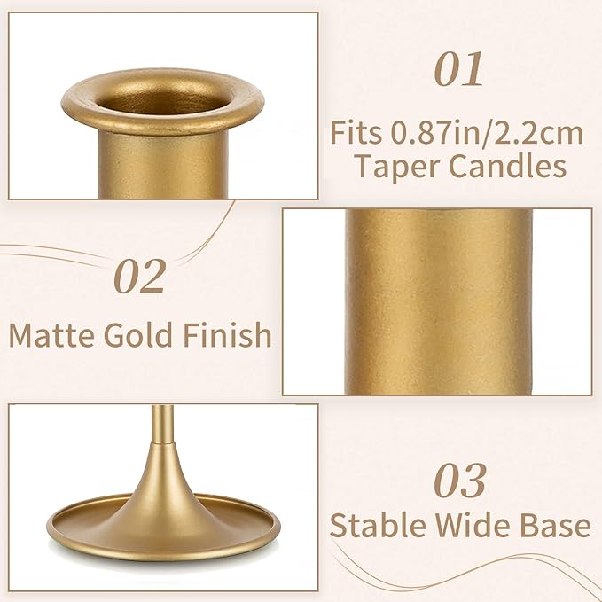 Sziqiqi Gold Candlestick Holders Centerpieces - Vintage Candle Sticks Holder Bulk Small Christmas Centerpieces for Tables Taper Holders Decoration for Party Event Holiday