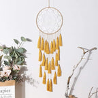 Artilady Macrame Dream Catchers for Bedroom - Tassel Wall Hanging Handmade Dreamcatchers Home Decor with Tassel Feather Ornament Craft Blessing Gift (Orange)