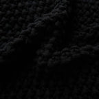 Longhui bedding Chunky Cable Knit Throw Blanket Lightweight Black 100% Organic Cotton Blanket for Sofa Couch Bed Baby Nursery, Rustic Shabby Chic Modern Farmhouse, 51” x 63” Give Laundering Bag