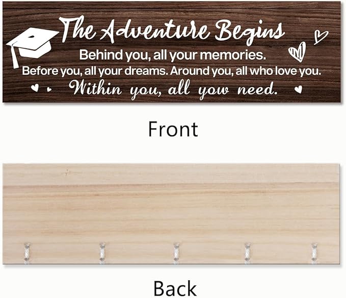 The Adventure Begins Graduation Picture Frame,Graduation Frame with Tassel Holder and 16 Clips,School Photo Framed,Highschool Graduations Gifts for He Her